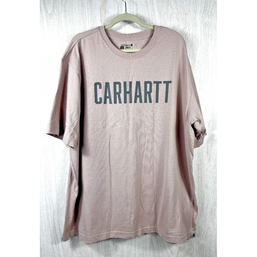 Carhartt Logo Tee Mauve Short Sleeve Workwear Casual Men 2XL
